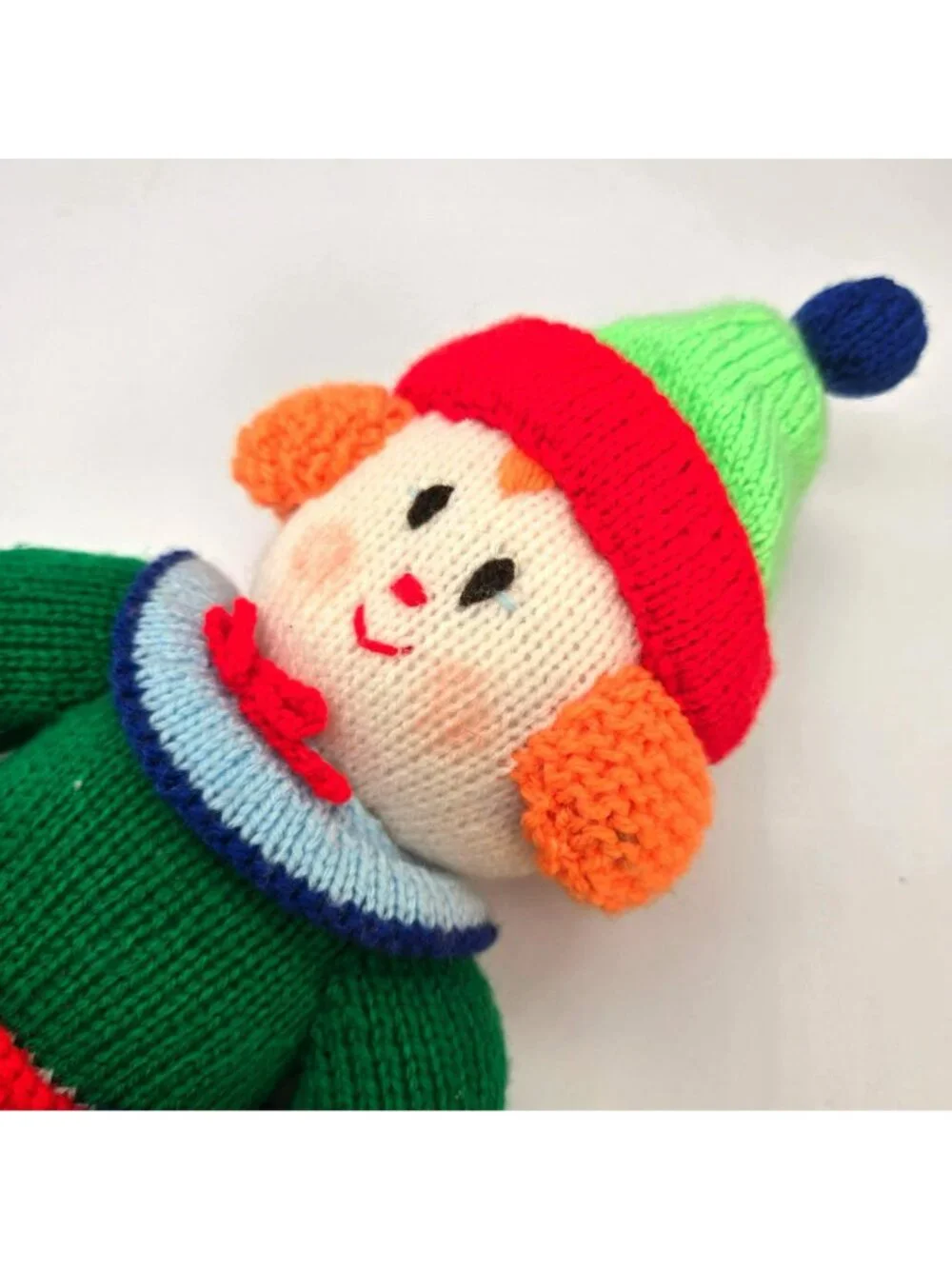 Hand-Knitted Clown Doll Jean Greenhowe Design Striped Soft Plush Toy VL5185